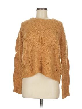Madewell Cable Stitch Scoop-Neck Sweater in Camel Tan